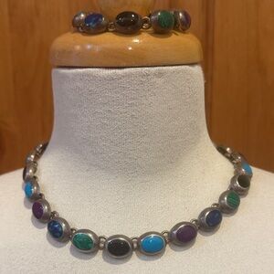 Sundance Silver Necklace with Blue and Purple Stones
